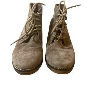 Midas Napoleon Tan Suede Lace Up Ankle Heeled Boots Women's Size 5.5